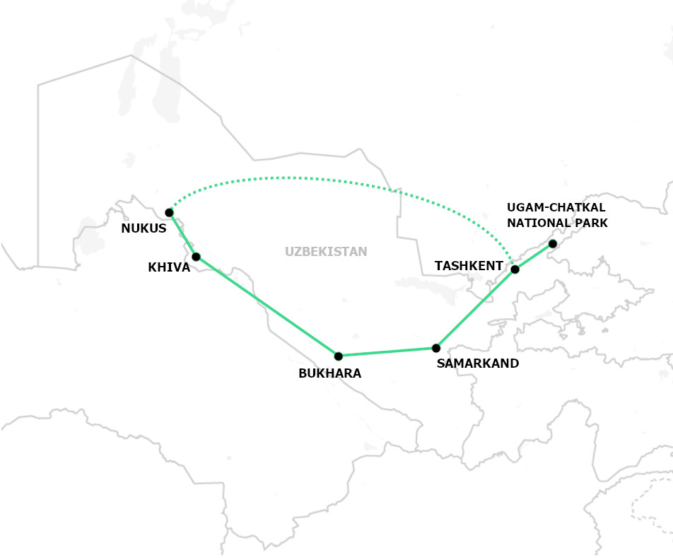 Map - Best of Uzbekistan Tour