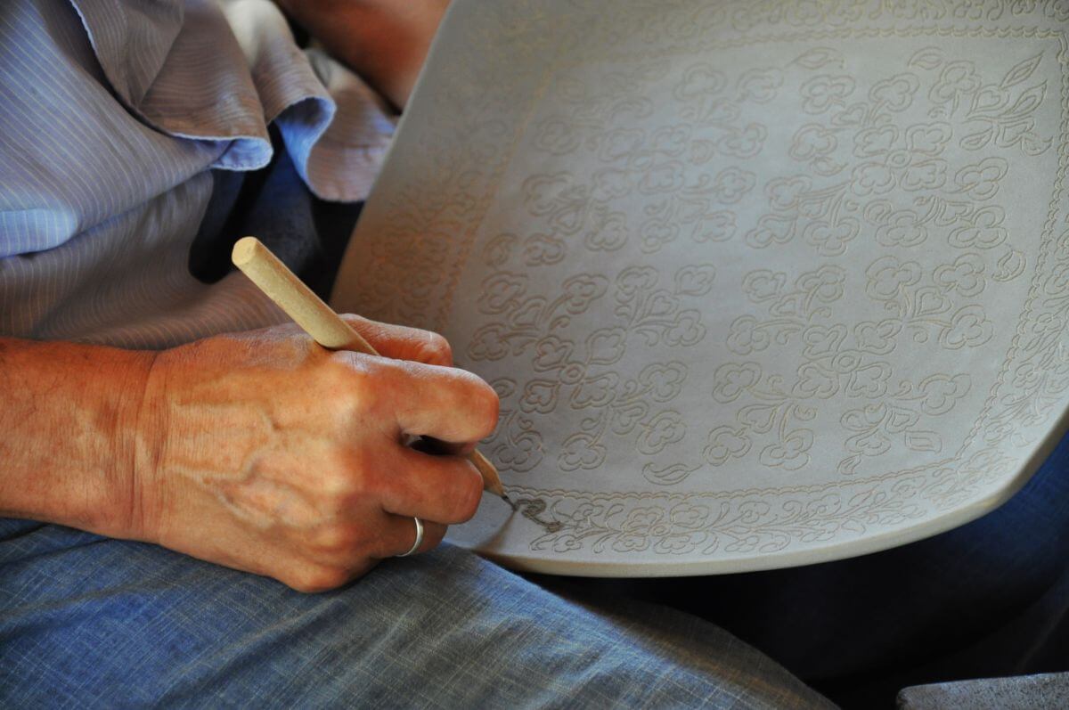 Процесс изготовления керамического блюда, Риштан