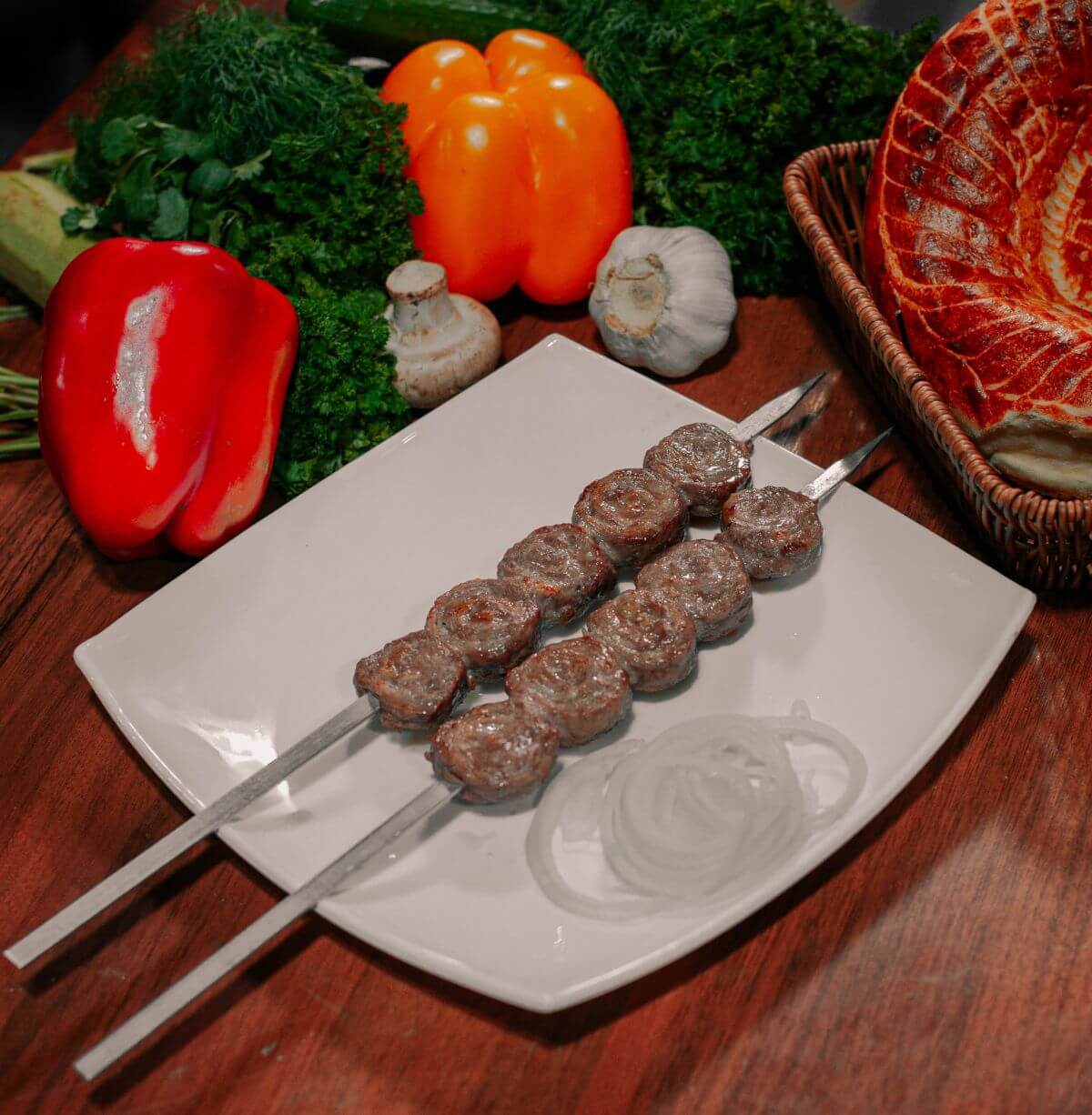 Shashlik, traditional meat skewers