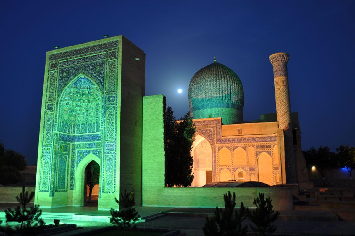 Gur-emir Mausoleum at night, Samarkand